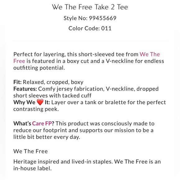 Free People We The Free Take 2 Tee 🌾 Ivory 🌾 Size XS 🌾 Sold Out - Picture 7 of 10